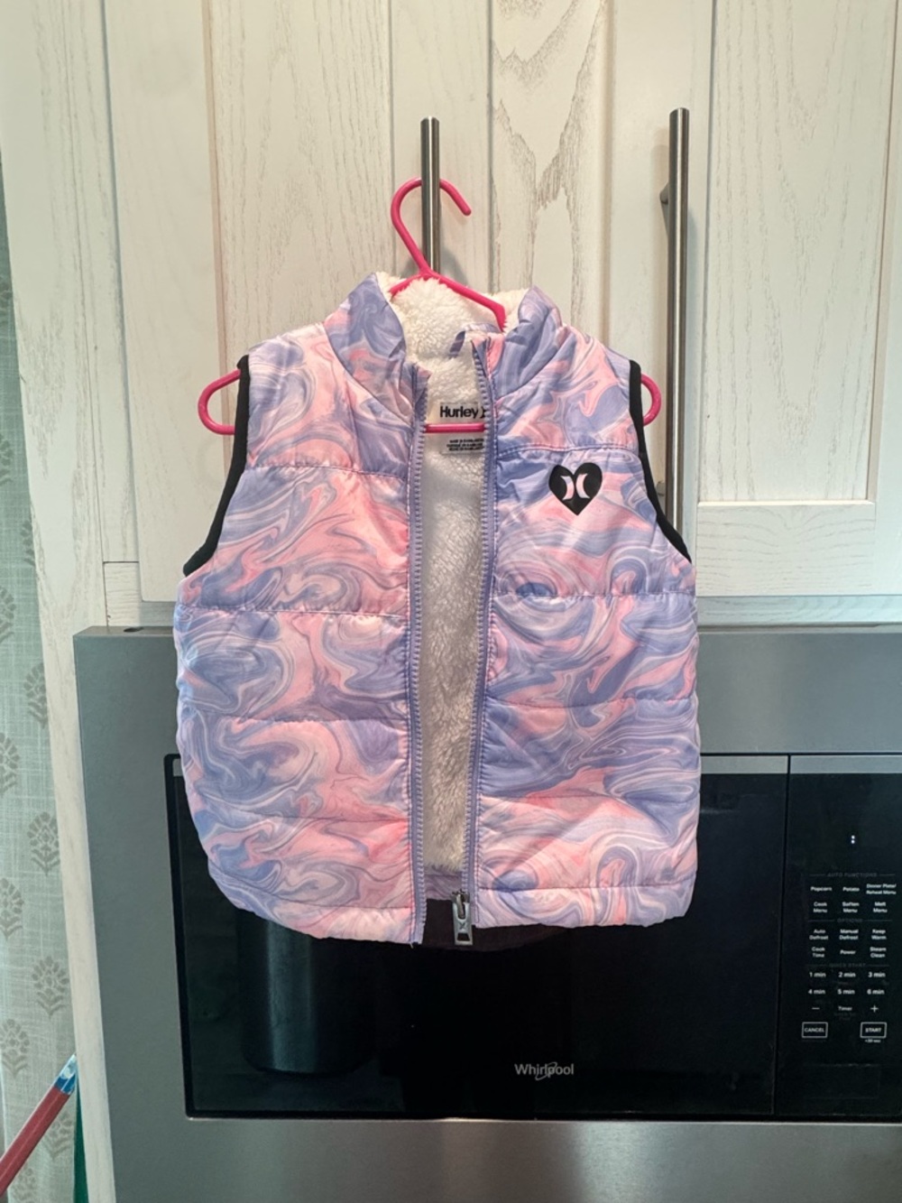 Hurley Toddler Sherpa Vest with Pink & Lavender Accents